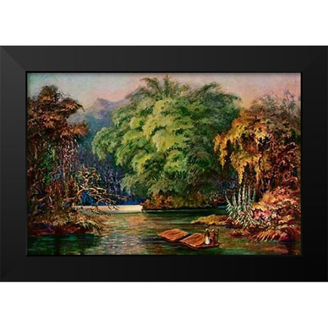 Riesenbambus von Ceylon Fahrt auf dem Schwarzen FluÃŸ Kalu Ganga Black Modern Wood Framed Art Print by Haeckel, Ernst