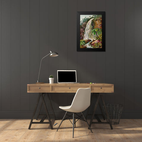 Wasserfall von TjiburMaps Am Vulkan Pangerango in Java Black Modern Wood Framed Art Print by Haeckel, Ernst
