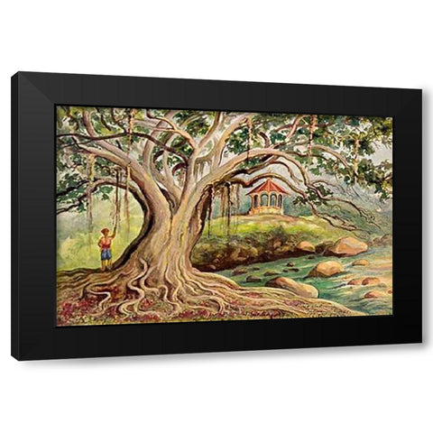 Gummibaum auf Java Ficus elastica in Buitenzorg Black Modern Wood Framed Art Print by Haeckel, Ernst