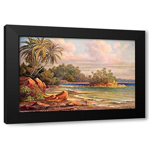 Cocos-Insel bei Belligemma (Gan-Duva) Ceylon Black Modern Wood Framed Art Print with Double Matting by Haeckel, Ernst