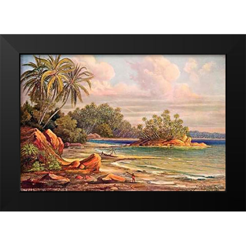 Cocos-Insel bei Belligemma (Gan-Duva) Ceylon Black Modern Wood Framed Art Print by Haeckel, Ernst