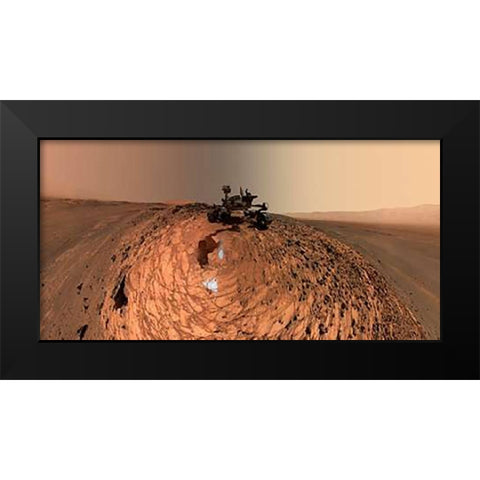 Curiosity Self-Portrait at Buckskin Drilling Site on Mount Sharp Black Modern Wood Framed Art Print by Curiosity