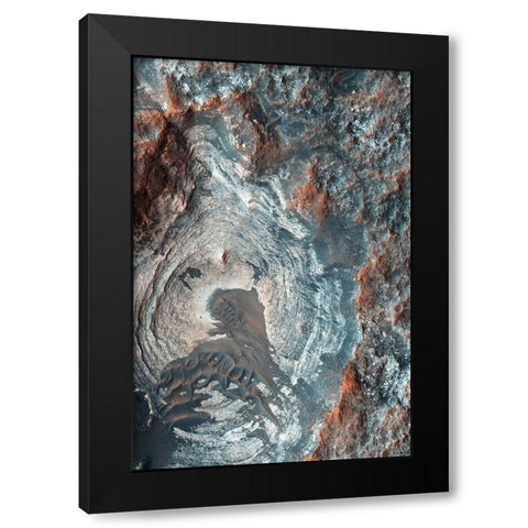Mars HiRISE - Surface Layers and Dark Dunes Black Modern Wood Framed Art Print by NASA