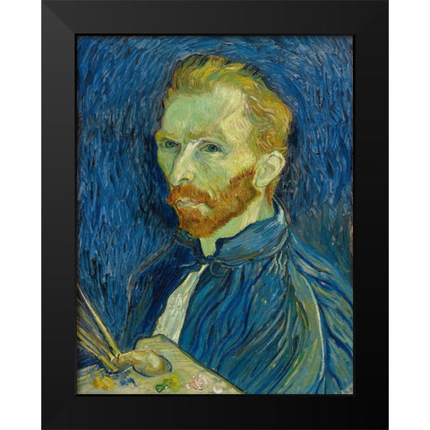 Self-Portrait, 1889 Black Modern Wood Framed Art Print by Van Gogh, Vincent
