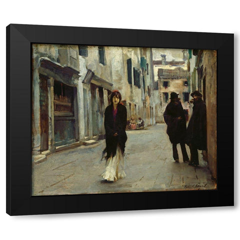 Street in Venice, 1882 Black Modern Wood Framed Art Print with Double Matting by Sargent, John Singer