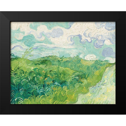 Green Wheat Fields, Auvers, 1890 Black Modern Wood Framed Art Print by Van Gogh, Vincent