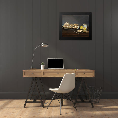 Oysters Black Modern Wood Framed Art Print by Manet, Edouard