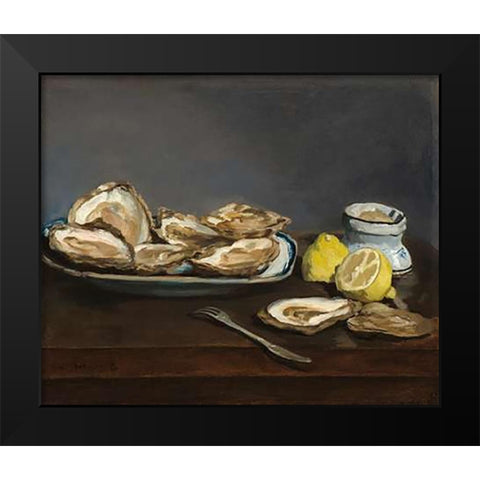Oysters Black Modern Wood Framed Art Print by Manet, Edouard