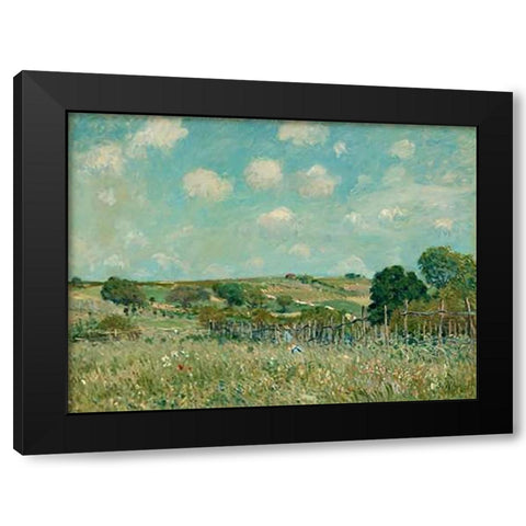 Meadow, 1875 Black Modern Wood Framed Art Print with Double Matting by Sisley, Alfred