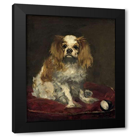 A King Charles Spaniel Black Modern Wood Framed Art Print by Manet, Edouard