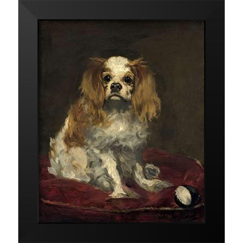 A King Charles Spaniel Black Modern Wood Framed Art Print by Manet, Edouard