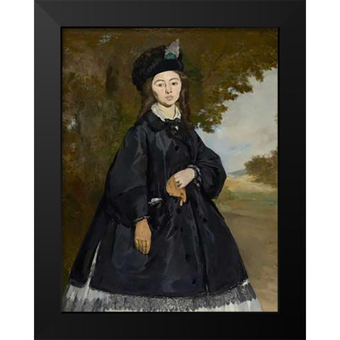 Portrait of Madame Brunet Black Modern Wood Framed Art Print by Manet, Edouard