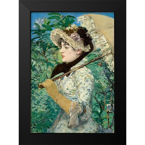 Le Printemps (Jeanne Demarsy) Black Modern Wood Framed Art Print by Manet, Edouard