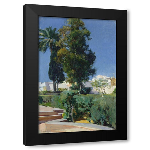 Corner of the Garden, Alcazar, Sevilla Black Modern Wood Framed Art Print with Double Matting by Bastida, Joaquin Sorolla y