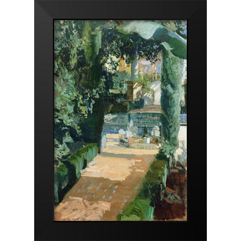 Court of the Dances, Alcazar, Sevilla Black Modern Wood Framed Art Print by Bastida, Joaquin Sorolla y