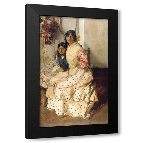 Pepilla the Gypsy and Her Daughter Black Modern Wood Framed Art Print with Double Matting by Bastida, Joaquin Sorolla y