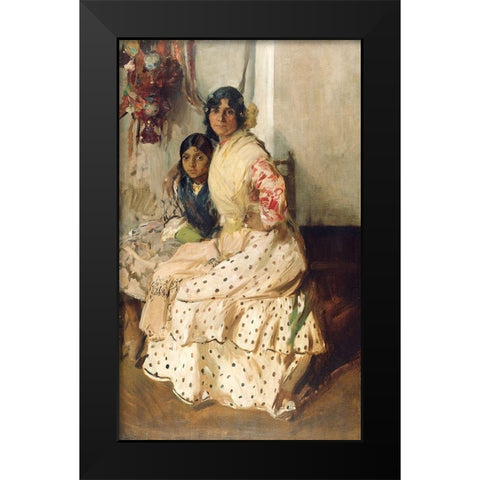 Pepilla the Gypsy and Her Daughter Black Modern Wood Framed Art Print by Bastida, Joaquin Sorolla y