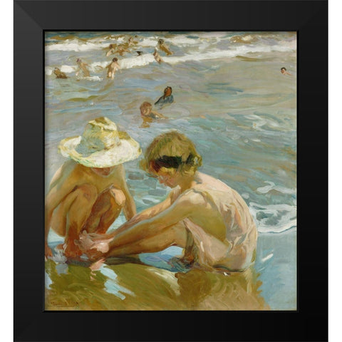 The Wounded Foot Black Modern Wood Framed Art Print by Bastida, Joaquin Sorolla y