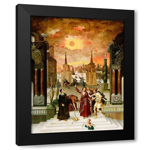 Dionysius the Areopagite Converting the Pagan Philosophers Black Modern Wood Framed Art Print with Double Matting by Caron, Antoine