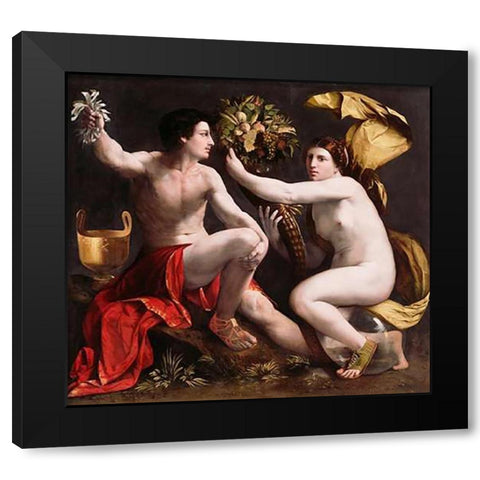 Allegory of Fortune Black Modern Wood Framed Art Print by Dossi, Dosso