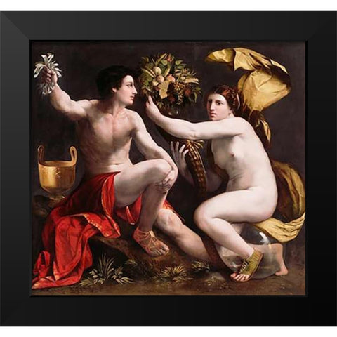 Allegory of Fortune Black Modern Wood Framed Art Print by Dossi, Dosso