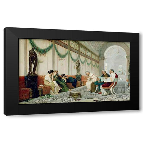 Interior of Roman Building with Figures Black Modern Wood Framed Art Print by Forti, Ettore