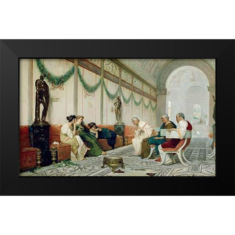 Interior of Roman Building with Figures Black Modern Wood Framed Art Print by Forti, Ettore