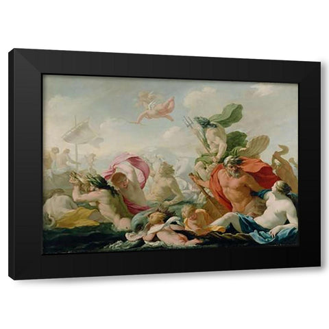 Marine Gods Paying Homage to Love Black Modern Wood Framed Art Print by Le Sueur, Eustache