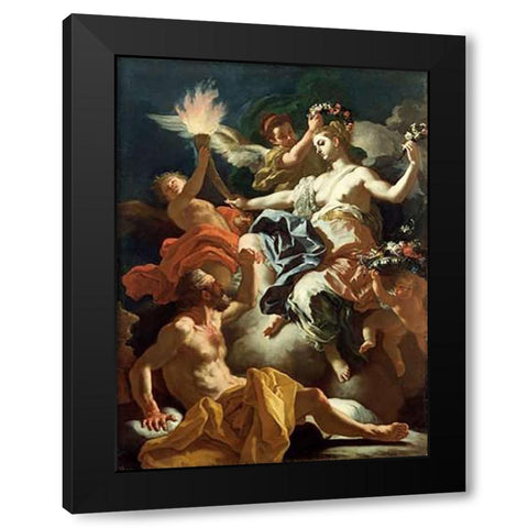 Aurora Taking Leave of Tithonus Black Modern Wood Framed Art Print by Solimena, Francesco