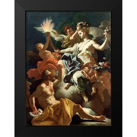 Aurora Taking Leave of Tithonus Black Modern Wood Framed Art Print by Solimena, Francesco
