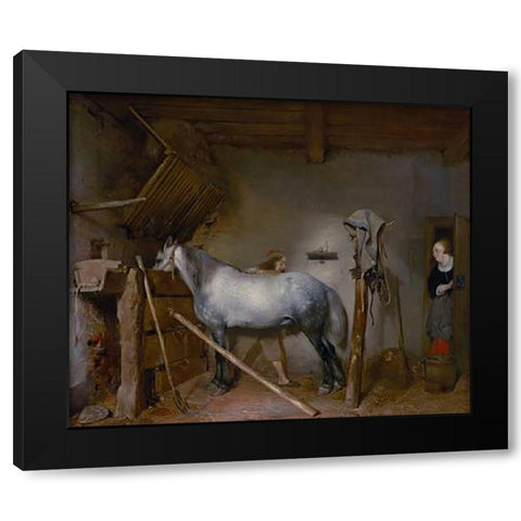 Horse Stable Black Modern Wood Framed Art Print by Ter Borch, Gerard