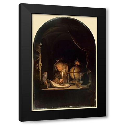 Astronomer by Candlelight, late 1650s Black Modern Wood Framed Art Print by Dou, Gerrit