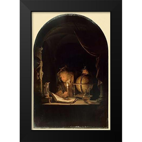 Astronomer by Candlelight, late 1650s Black Modern Wood Framed Art Print by Dou, Gerrit