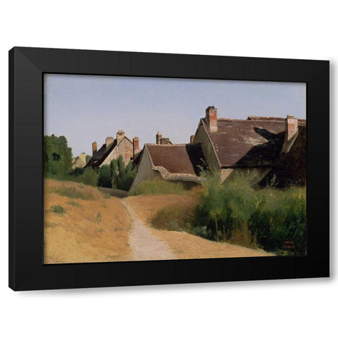 Houses near Orleans Black Modern Wood Framed Art Print by Corot, Jean-Baptiste-Camille