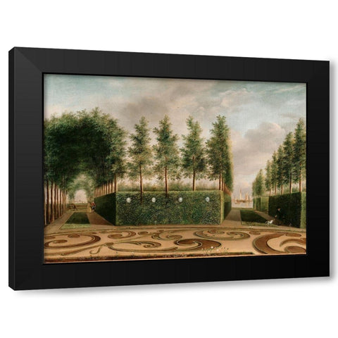 A Formal Garden Black Modern Wood Framed Art Print by Janson, Johannes