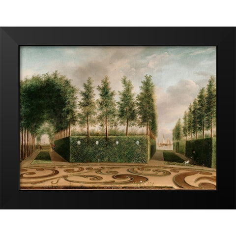 A Formal Garden Black Modern Wood Framed Art Print by Janson, Johannes