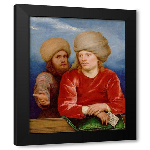 Double Portrait Black Modern Wood Framed Art Print by Sweerts, Michael