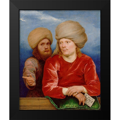 Double Portrait Black Modern Wood Framed Art Print by Sweerts, Michael