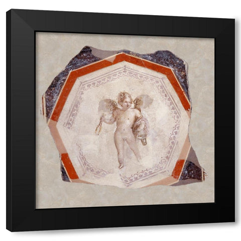 Fresco Depicting Cupid holding Two Sticks and a Pail Black Modern Wood Framed Art Print with Double Matting by Artisan, Unknown 1st Century Roman
