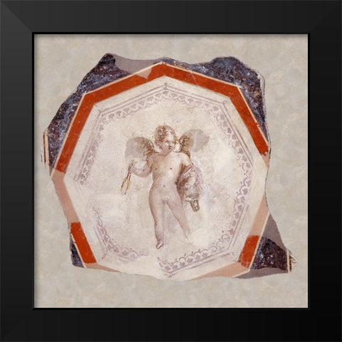 Fresco Depicting Cupid holding Two Sticks and a Pail Black Modern Wood Framed Art Print by Artisan, Unknown 1st Century Roman