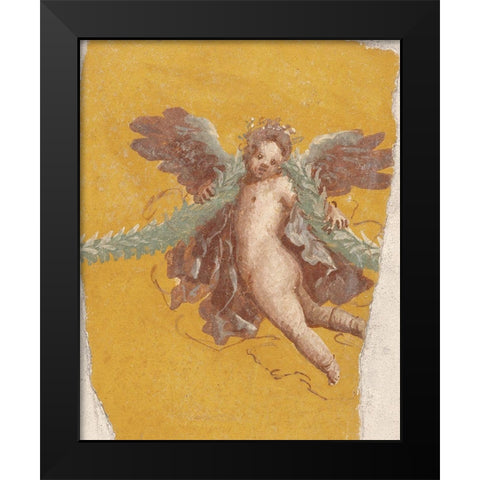 Fresco Fragment Black Modern Wood Framed Art Print by Artisan, Unknown 1st Century Roman