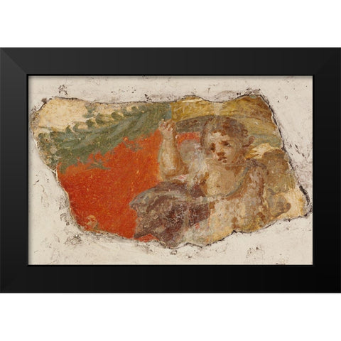Fresco Fragment Black Modern Wood Framed Art Print by Artisan, Unknown 1st Century Roman