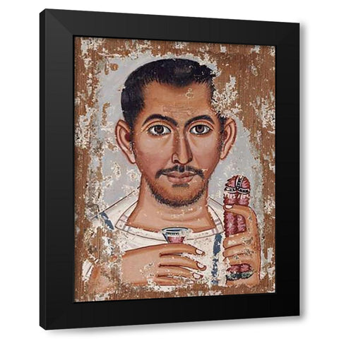 Mummy Portrait of a Bearded Man Black Modern Wood Framed Art Print by Brooklyn Painter