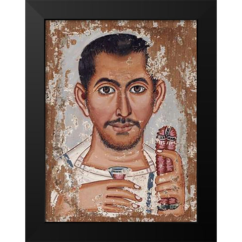 Mummy Portrait of a Bearded Man Black Modern Wood Framed Art Print by Brooklyn Painter