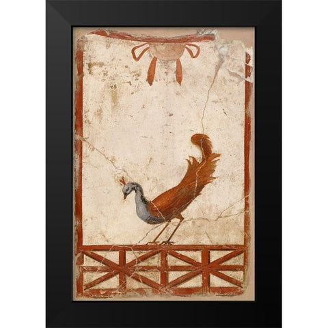 Wall Fragment with a Peacock Black Modern Wood Framed Art Print by Artisan, Unknown 1st Century Roman