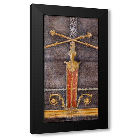 Wall Fragment with Architectural Motifs on Black Ground Black Modern Wood Framed Art Print with Double Matting by Artisan, Unknown 1st Century Roman