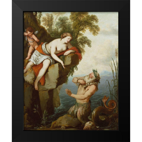 Glaucus and Scylla Black Modern Wood Framed Art Print by de La Hyre, Laurent