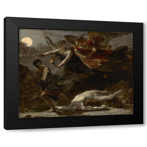 Justice and Divine Vengeance Pursuing Crime Black Modern Wood Framed Art Print with Double Matting by Prudhon, Pierre-Paul