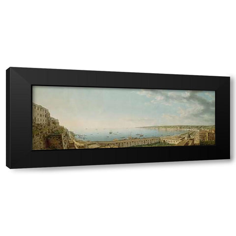 A View of the Bay of Naples, Looking Southwest from the Pizzofalcone towards Capo di Vintageilippo Black Modern Wood Framed Art Print by Lusieri, Giovanni Battista