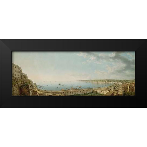 A View of the Bay of Naples, Looking Southwest from the Pizzofalcone towards Capo di Vintageilippo Black Modern Wood Framed Art Print by Lusieri, Giovanni Battista